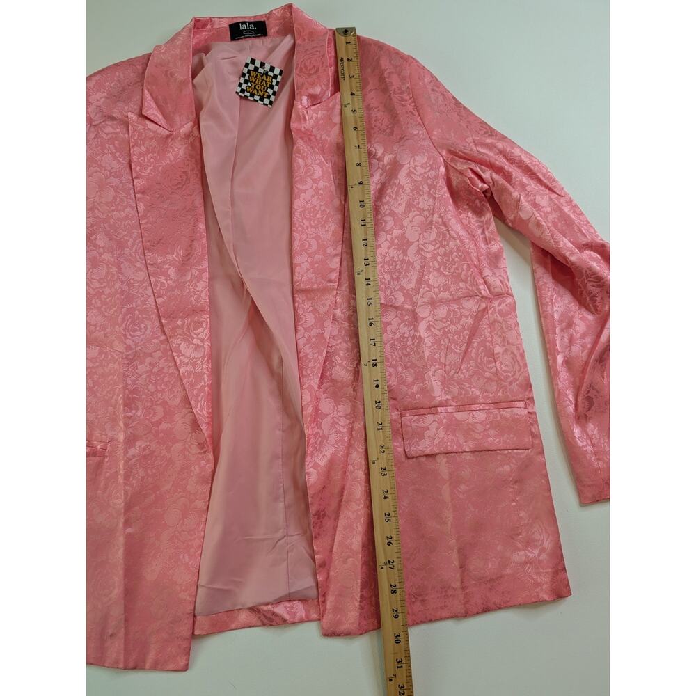 NWT Dressed in Lala Blazer Pink Jacquard Floral Lucky Girl Blazer Jacket Size L - Picture 5 of 9